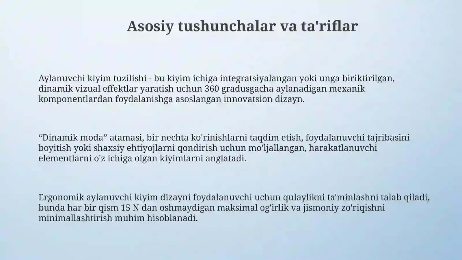 BELDA TURADIGAN KIYIMLAR KONSTRUKSIYASINI TUZISH 3