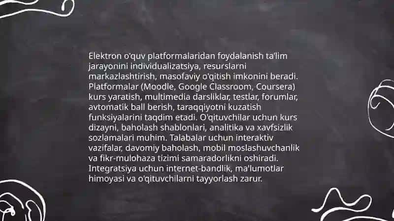 Elektron o'quv platformalaridan foydalanish 3