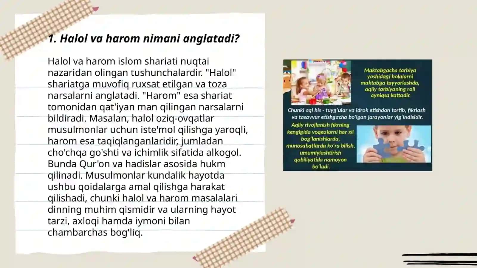 Maktabgacha yoshdagi bolalarga halol, harom, tekin, isrof tushunchalari haqida bilim berish 3