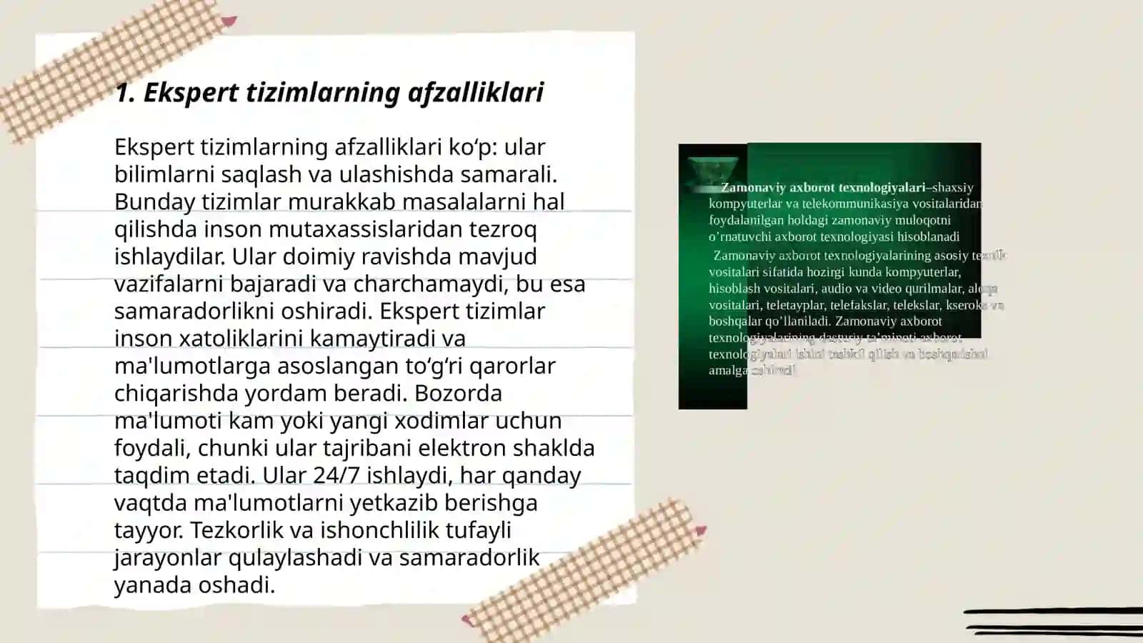 Ekspert tizimlardan foydalanish 3