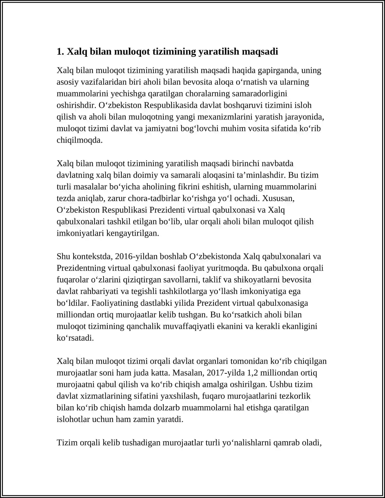 OZBEKISTONDA XALQ BILAN MULOQOT TIZMUNING YARATILISHI VA DASTLAPKI NATIJALARI 3