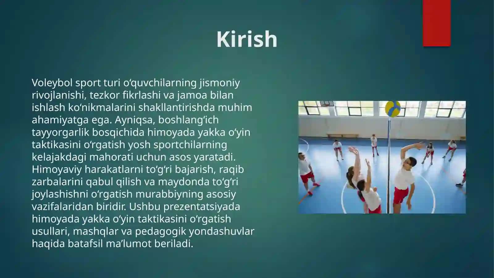 Boshlang'ich tayyorgarlik bosqichida himoyada yakka oʻyin taktikasini o'rgatish usullari haqida bilim doirasini shakllantirish 3