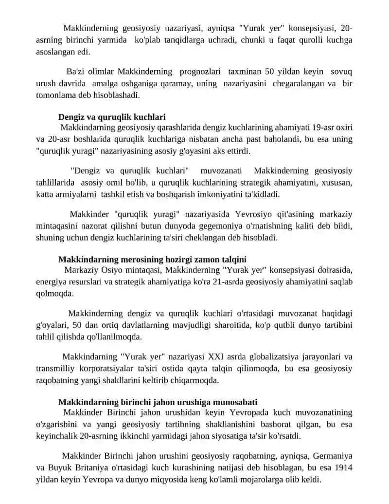 Mavzu: Makinder geosiyosiy qarashlari 3
