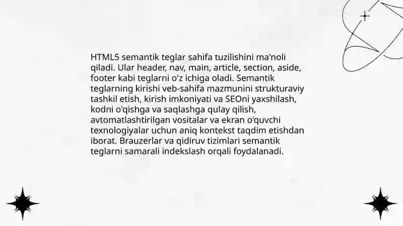 HTML5 semantik teglar va PHP tamoillarini òrganish 3