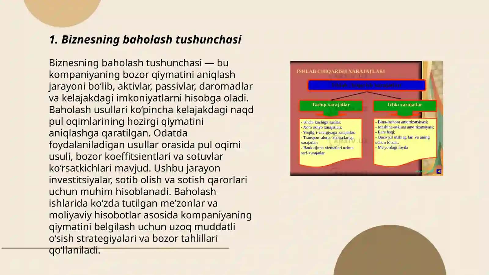 Biznesni baholashning asosiy tushunchasi va metodologiyasi 3