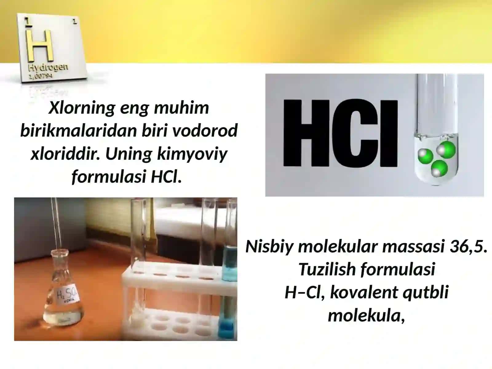 8-sinf Kimyo fanidan Vodorod xlorid mavzusida dars taqdimot 3