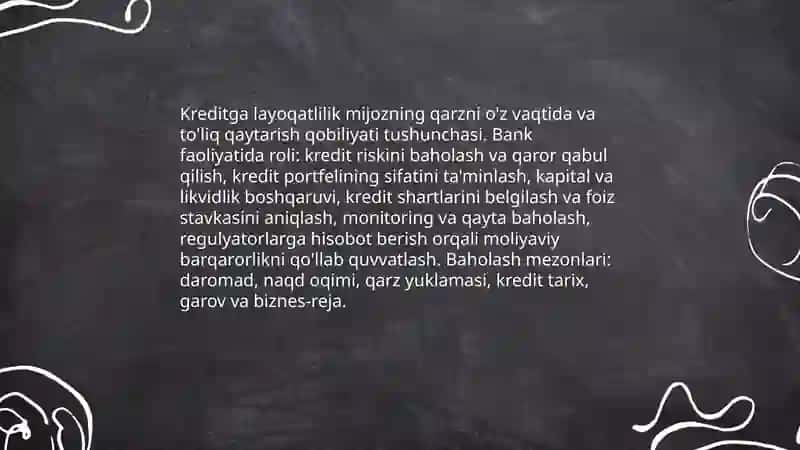 Kreditga layoqatliligini tahlil 3