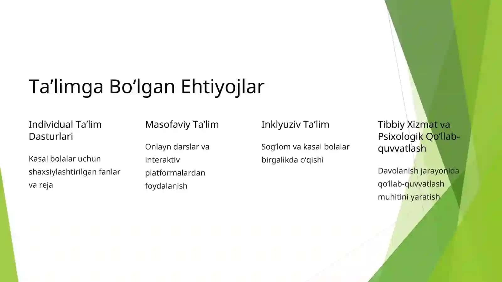 Uzoq Muddatli Davolanishga Muhtoj Bolalar va Oʻsmirlarning Huquqlari va Taʼlimga Boʻlgan Ehtiyojlari 3