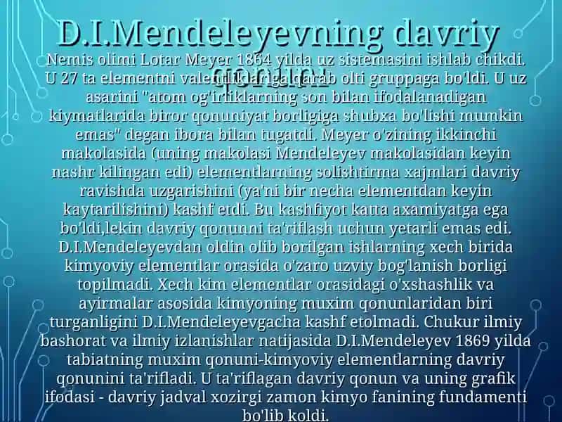 Atomlarning davriy va davriy bo'lmagan xossalari 3