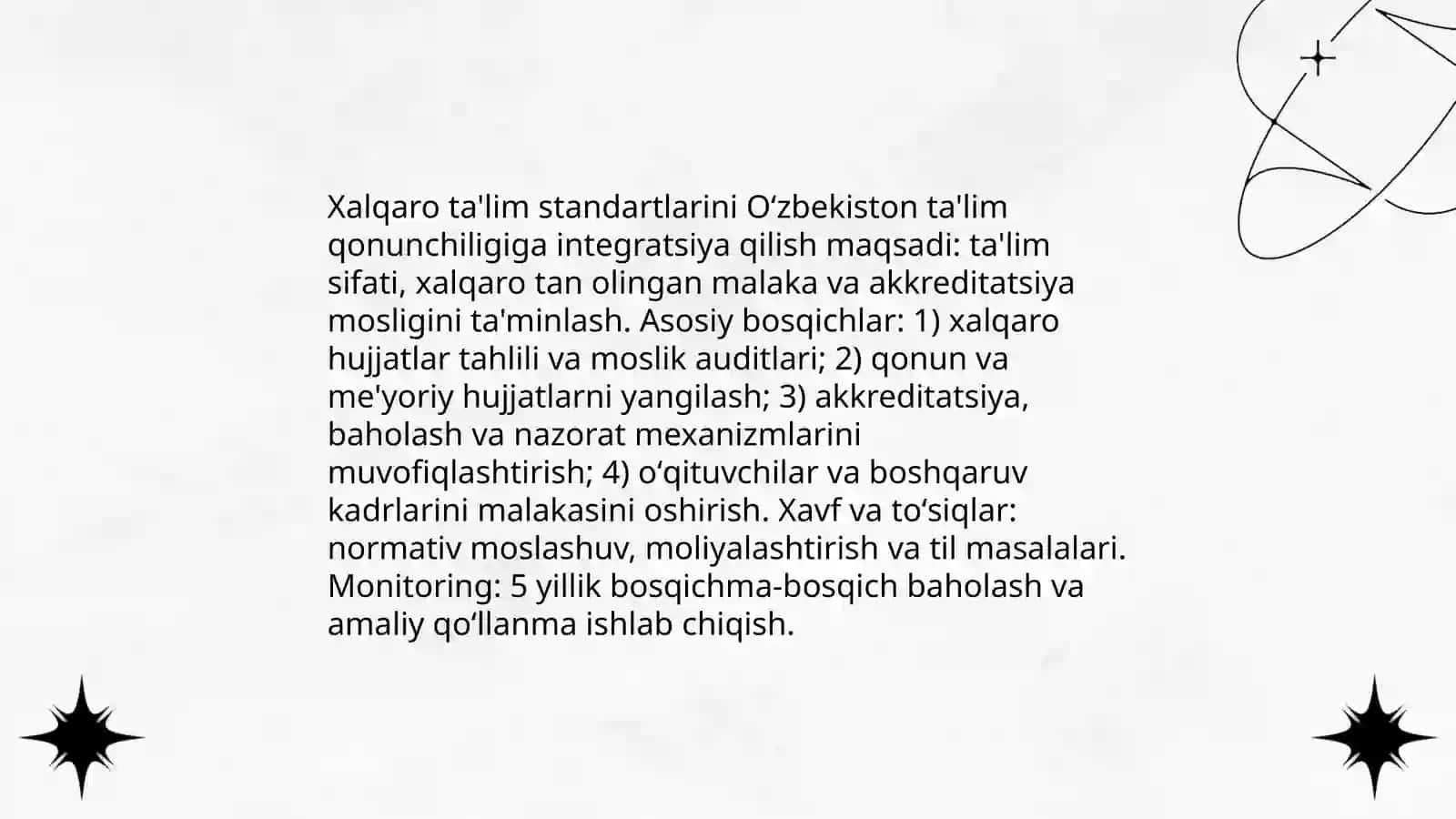 Xalqaro ta'lim standartlarini Oʻzbekiston ta'lim tizimiga joriy etish Asatova Gulsanam 3