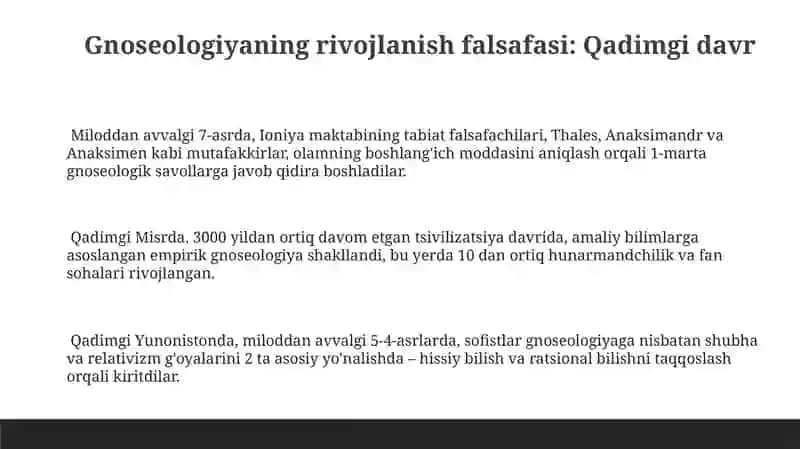 Gnoseologiya rivojlanish falsafasi 3