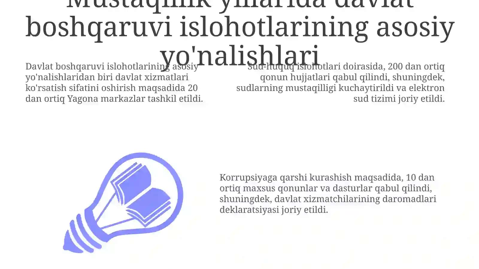 Mustaqillik yillarida davlat boshqaruvi tizimida amalga oshirilgan islohotlar 3