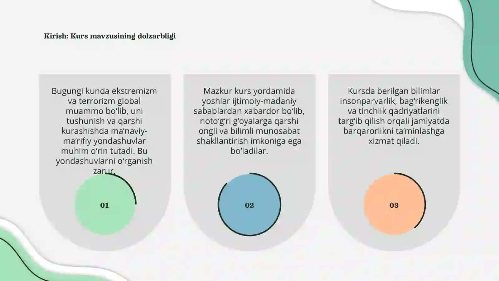 Ekstremizm va terrorizmga qarshi kurashning ma’naviy-ma’rifiy asoslari” kursi 3