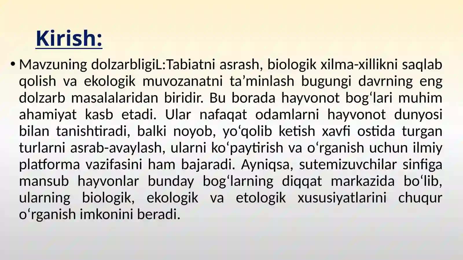 Toshkent hayvonot bog'ida tutqunlikda asralayotgan sutemizuvchilar 3