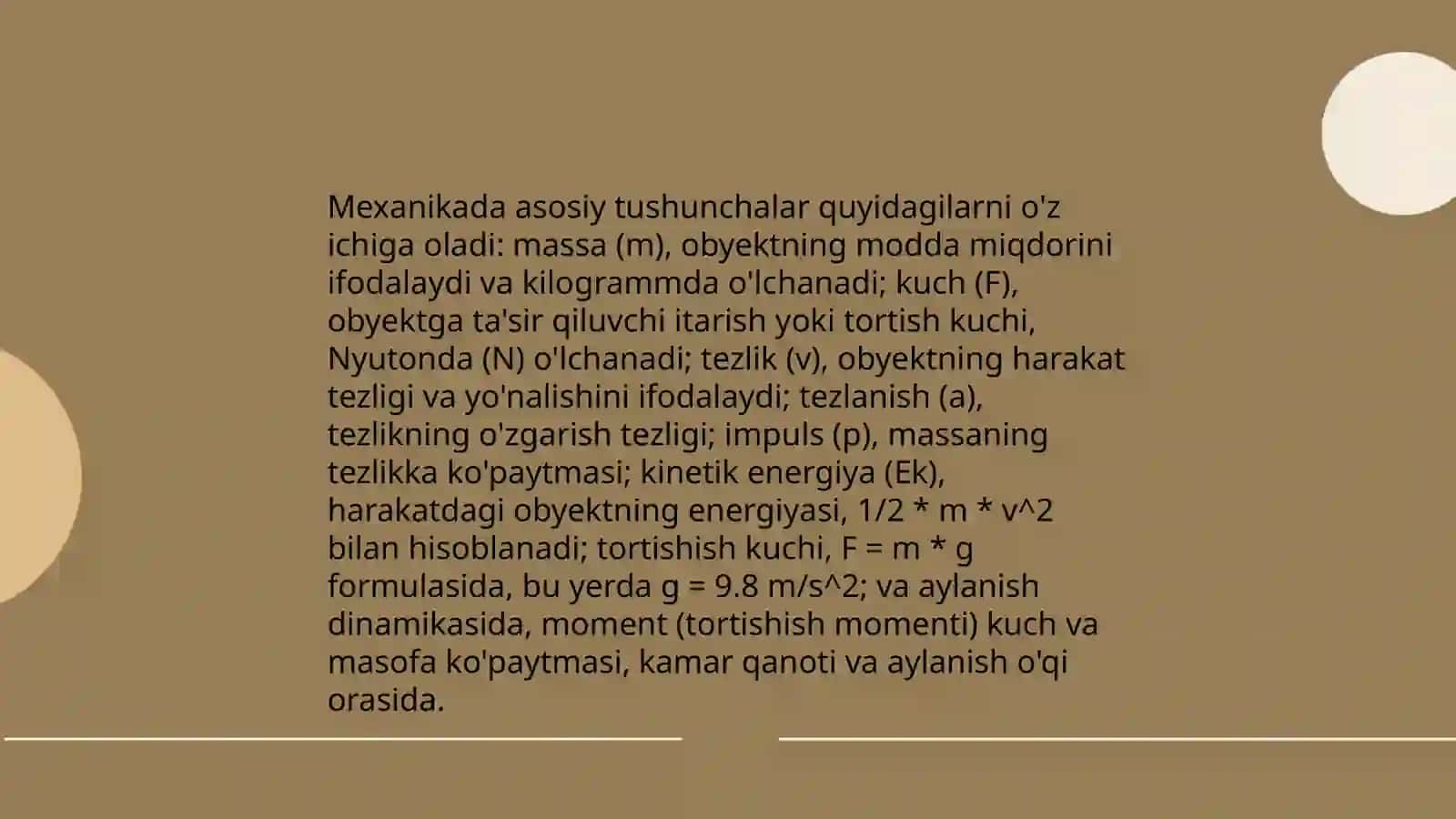 Mexanikadagi asosiy tushunchalar. Kinematika.Moddiy nuqta siljish.Dinamika.Ish va energiya tushunchalari.Modda molekulyar tuzilishi 3