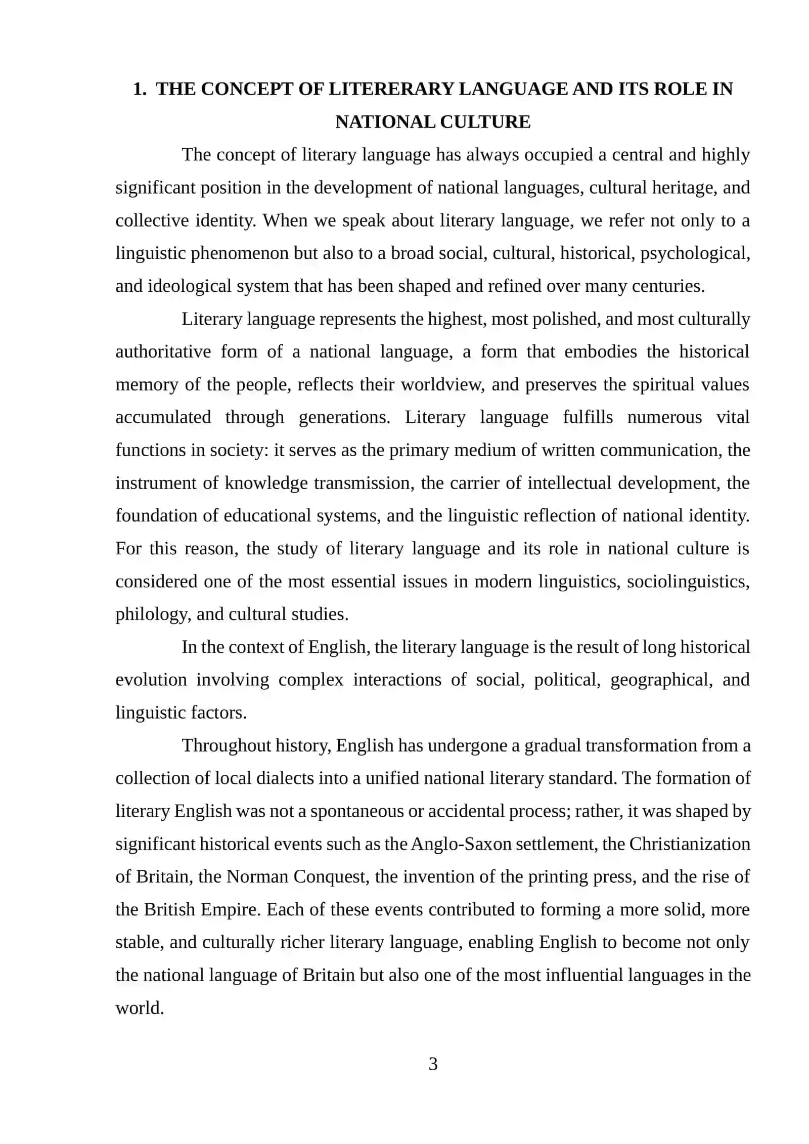 Stages of the Development of the National Literacy English Language 3