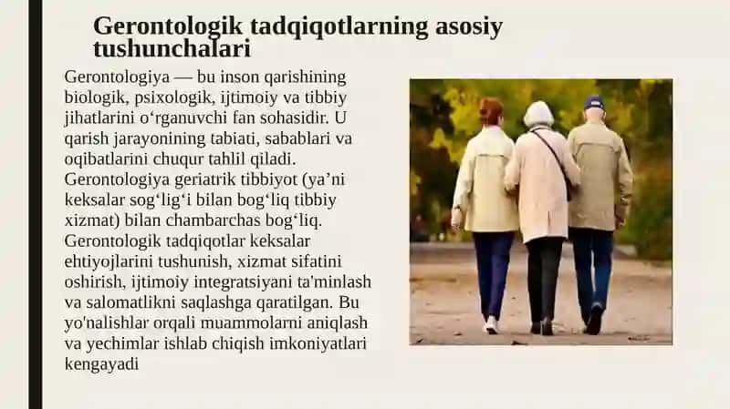 Gerontologik tadqiqotlar va uni keksalar muamolarini o’rganishdagi ahamiyati 3