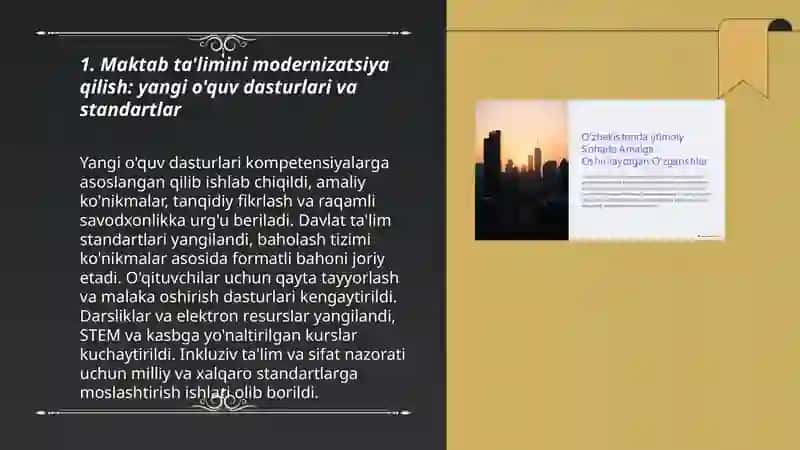 Maktab ta'limini modernizatsiya qilish: yangi o'quv dasturlari va standartlar 3