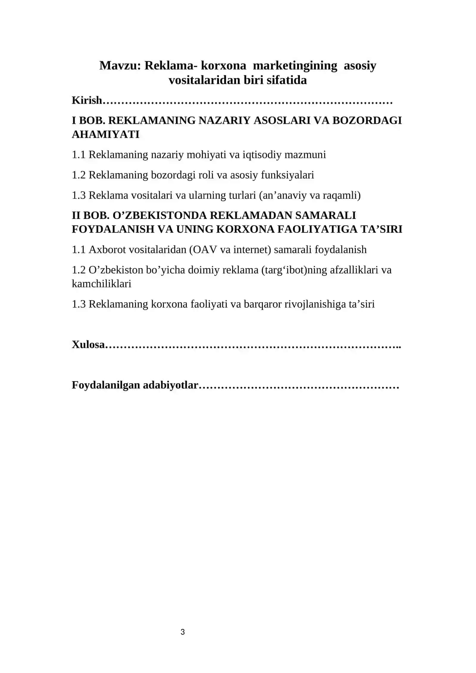 Reklama-korxona marketingining asosiy vositalaridan biri sifatida 3