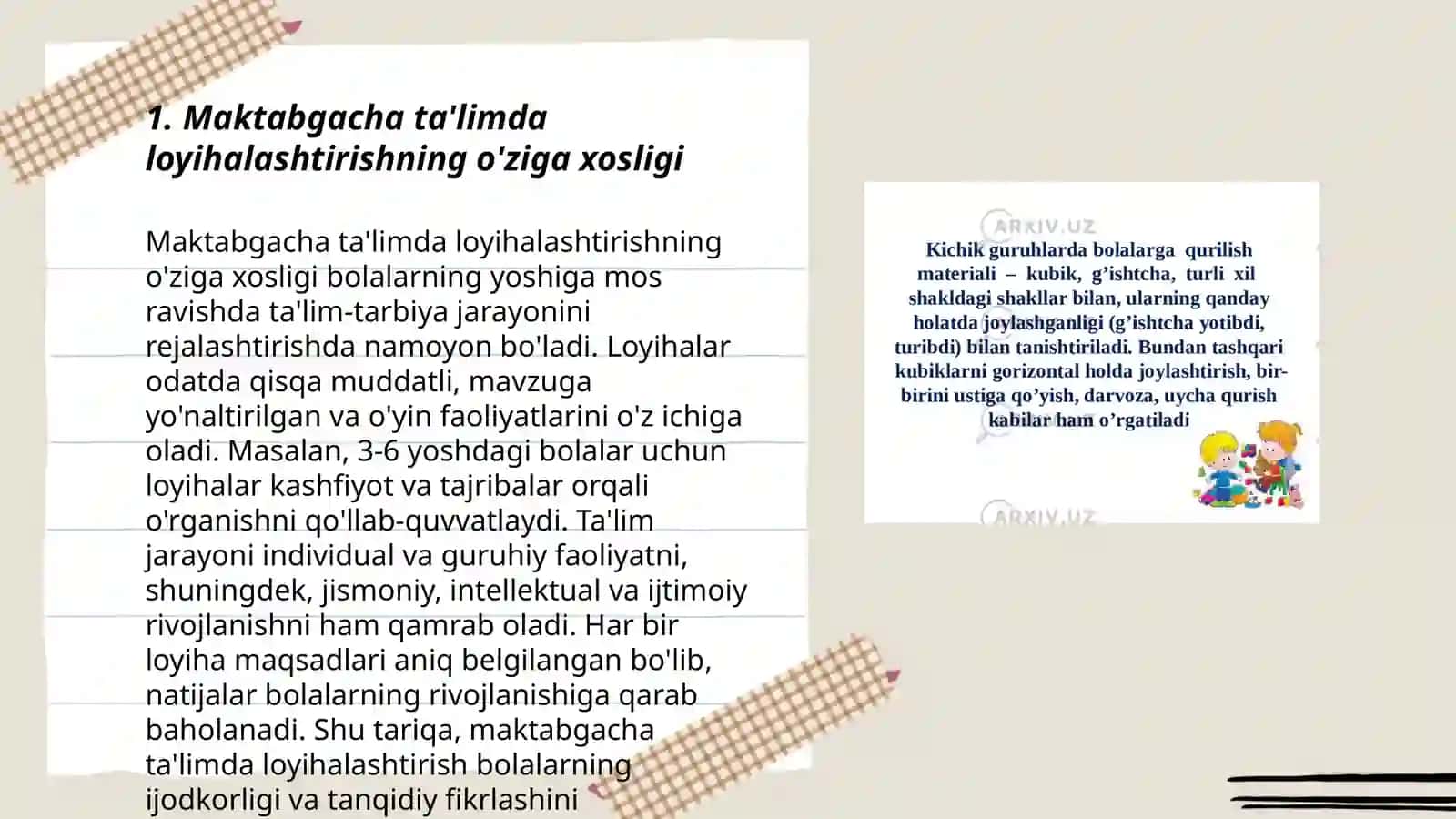 Maktabgacha ta'limda loyihalashtirishning o'ziga xosligi 3