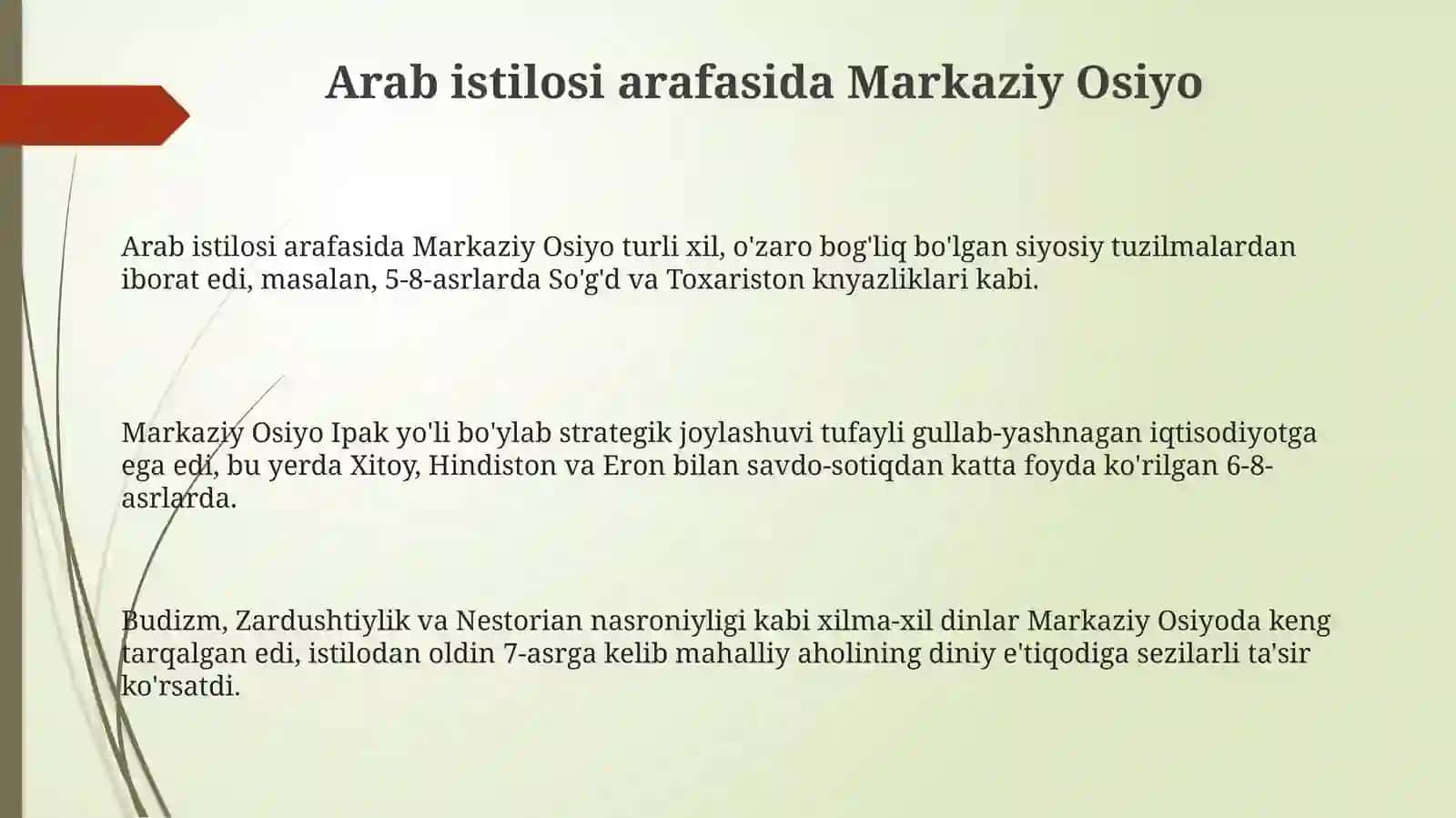 Arablarning o'rta osiyoga bostirib kirishi 3