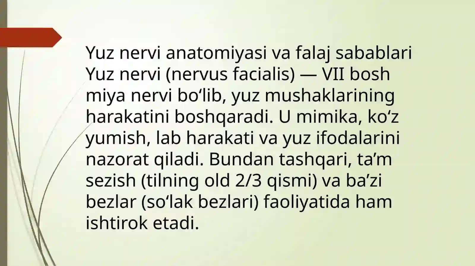 Yuz nervida tiklash operatsiyalari va yuzdagi plastik operatsiyalar haqida tushuncha. Yuz nervi falajida muskul plastikasi 3