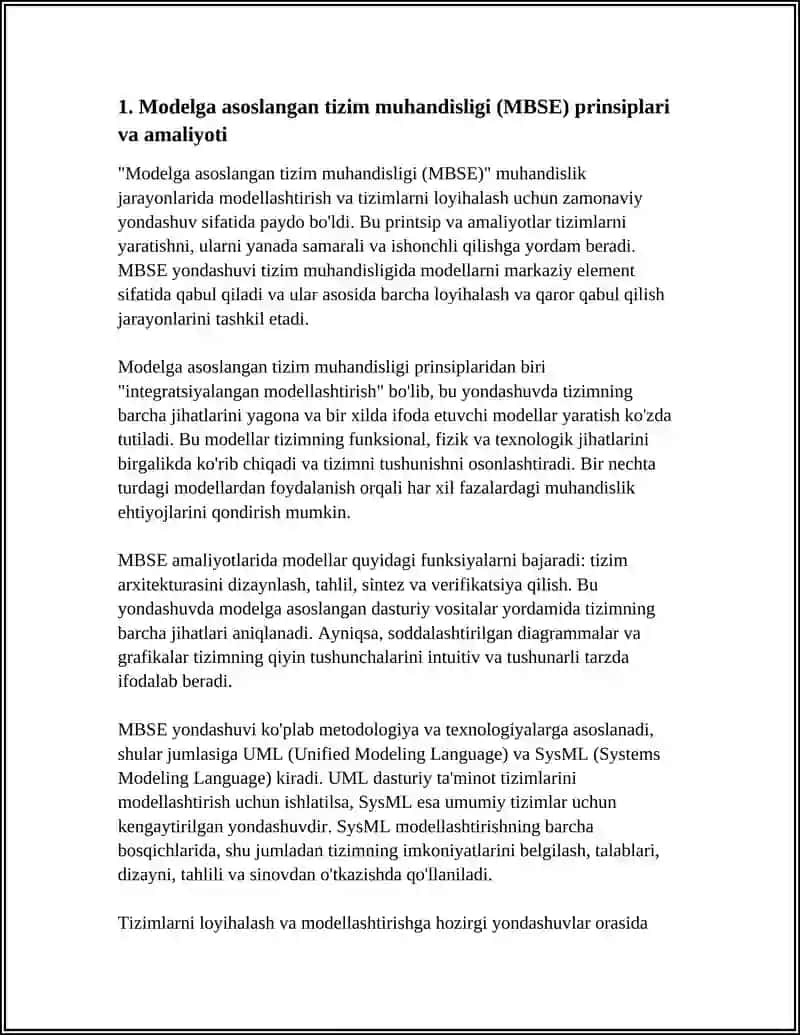 Modelga asoslangan tizim muhandisligi (MBSE) 3