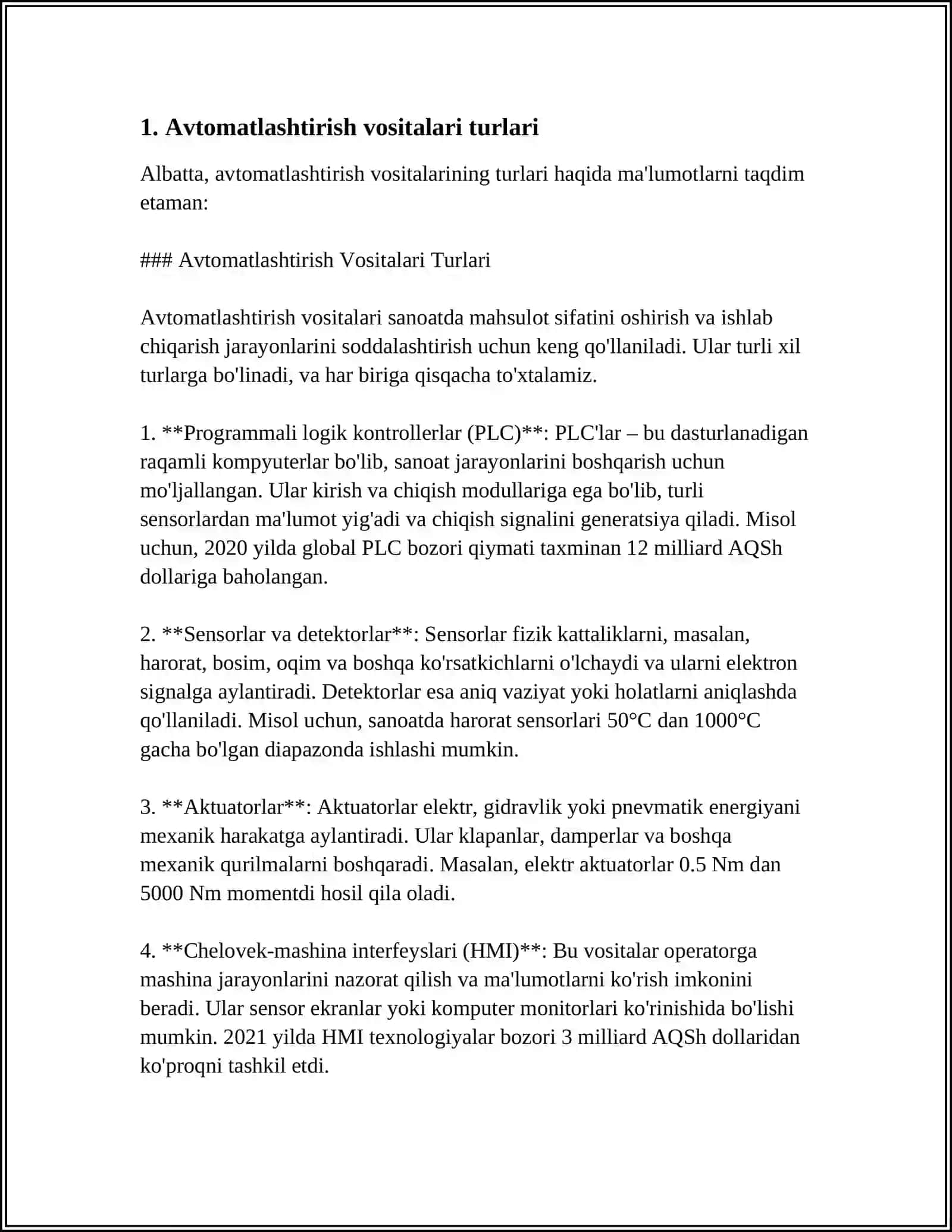 AVTOMATLASHTIRISH VOSITALARINI MONTAJ QILISH VA SOZLASH ISHLARI BO’YICHA UMUMIY TUSHUNCHALAR 3
