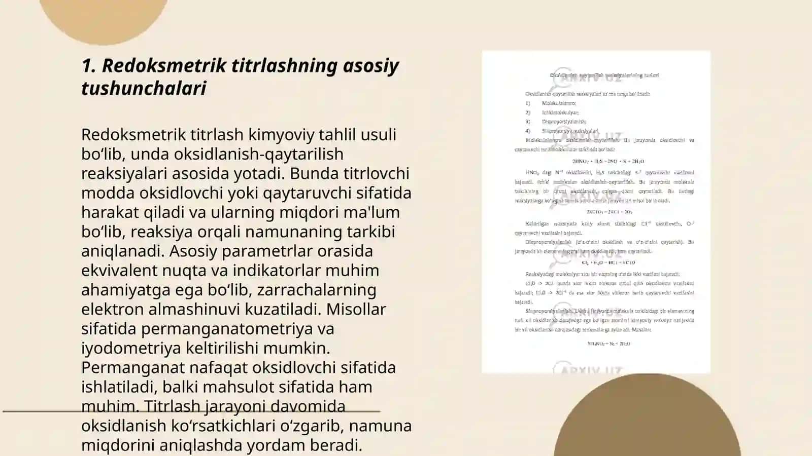 Oksidlanish qaytarilish reaksiyalariga asoslangan redoksmetrik titrlash 3