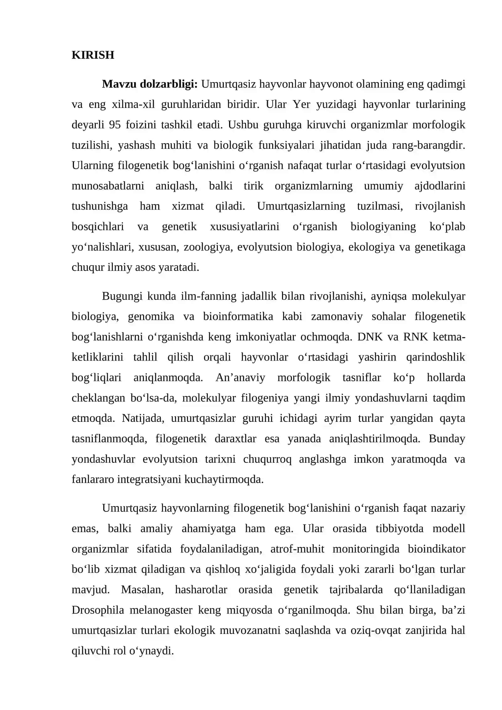 Umurtqasiz hayvonlar dunyosinig filogenetik bog‘lanishi 3