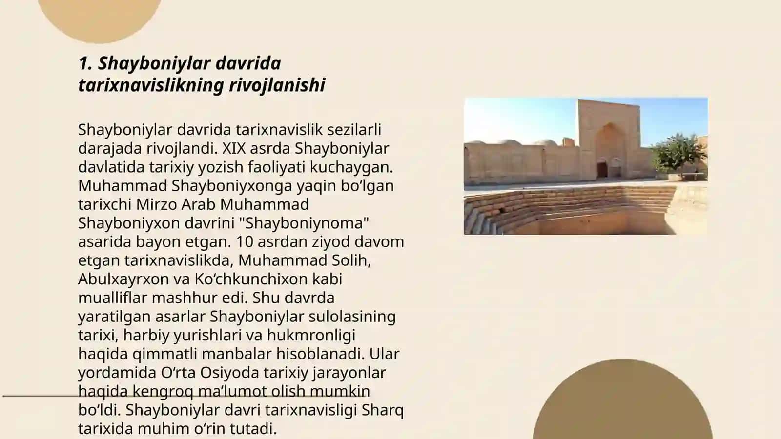 Shayboniylar va Ashtarxoniylar davrida tarixnavislik 3