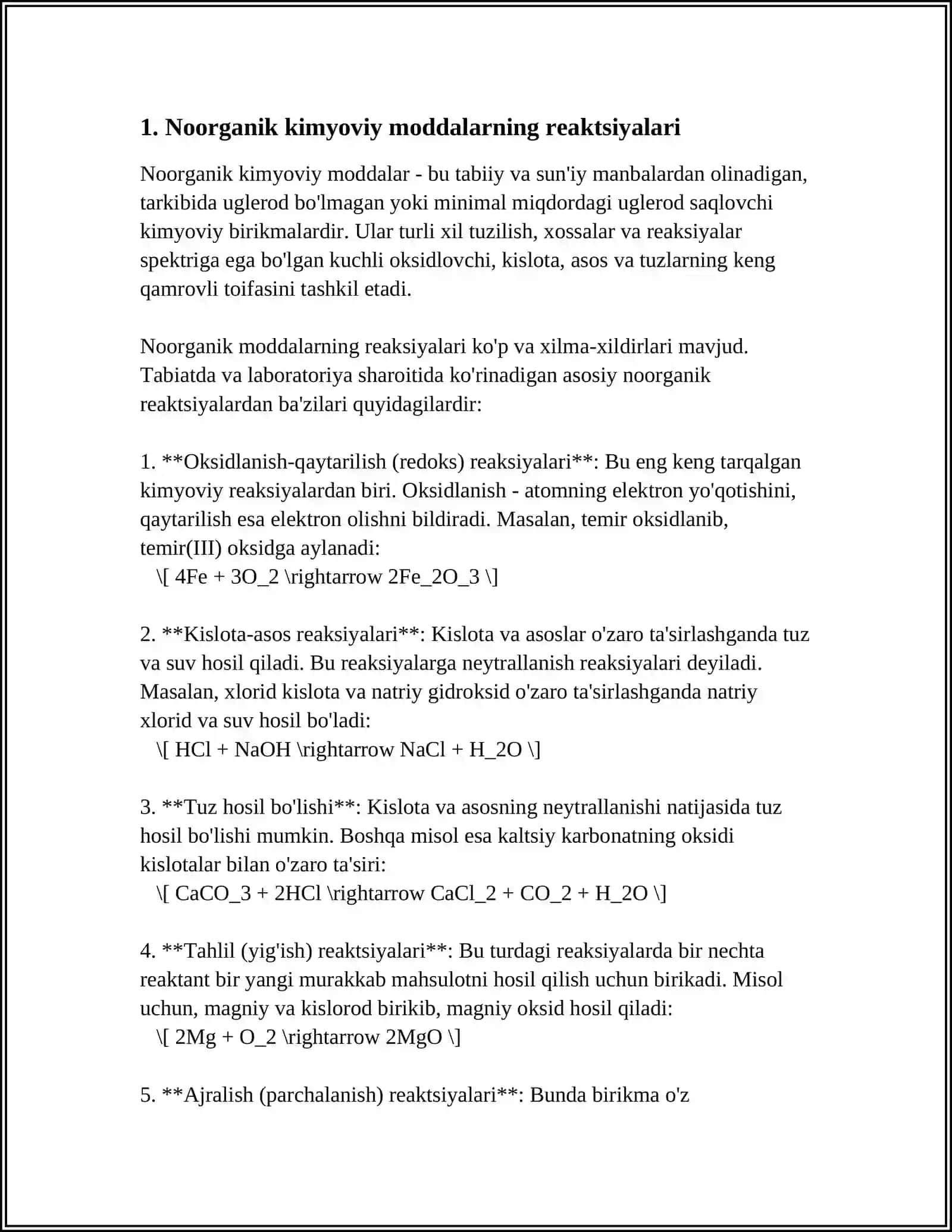 KIMYOVIY TEXNOLOGIYA JARAYONLARIDA NOORGANIK KIMYOVIY MODDALARNING SINTEZI 3