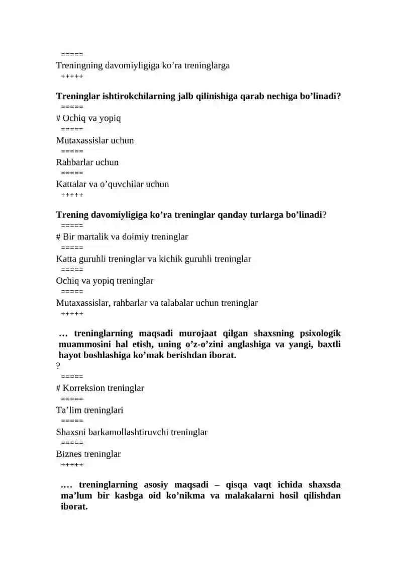 IJTIMOIY PSIXOLOGIK TRENING VA AMALIYOT fanidan test savollari 3