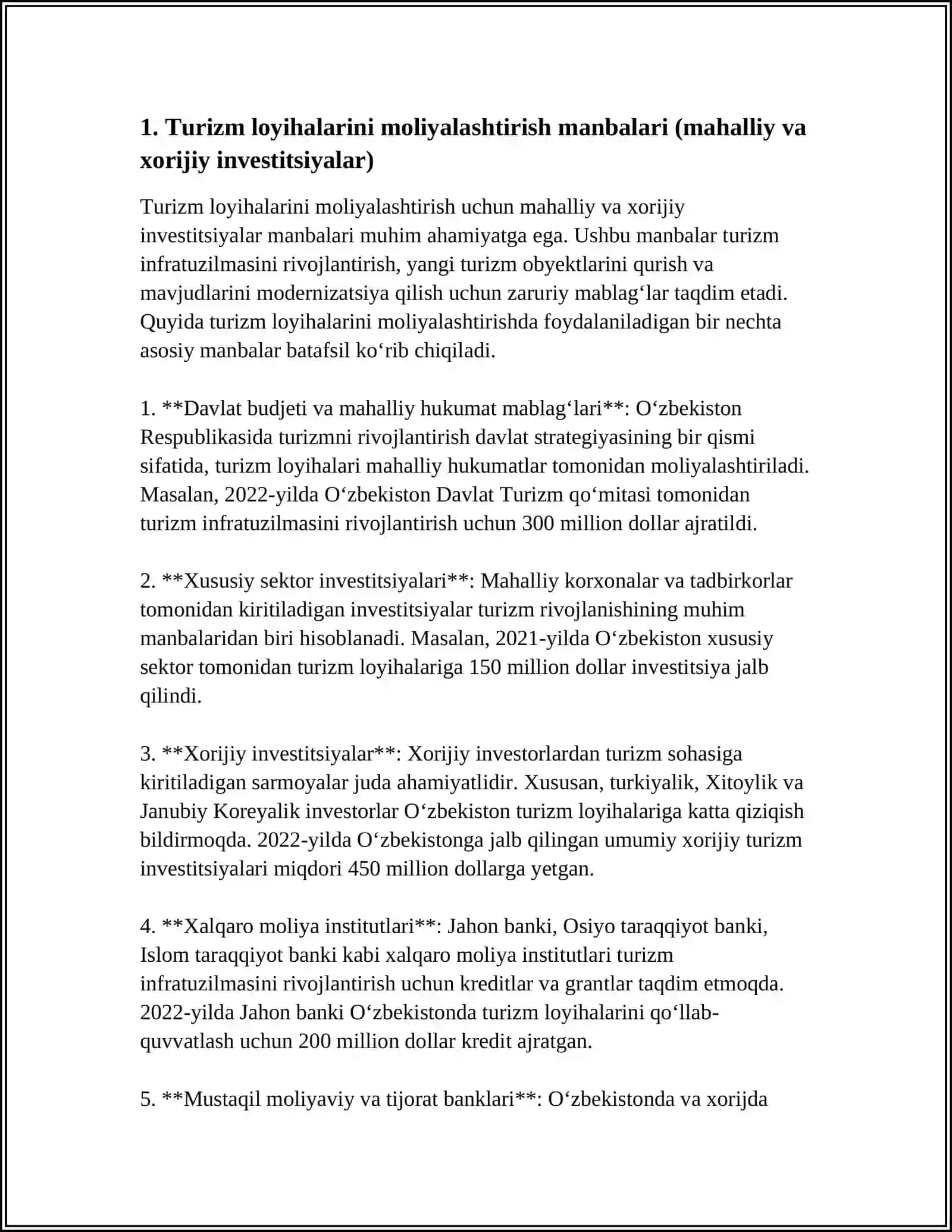 TURIZMDA INVESTITSIYA VA MOLIYAVIY MAXANIZMLAR 3