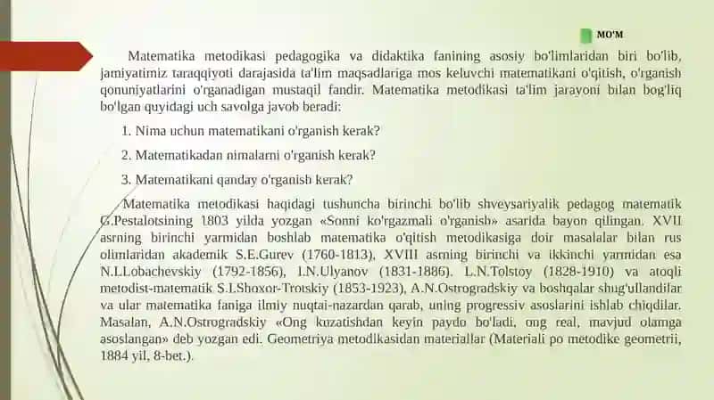 Umumiy o’rta ta’lim maktablari va akademik litseylarda matematika o’qitish masalalari 3
