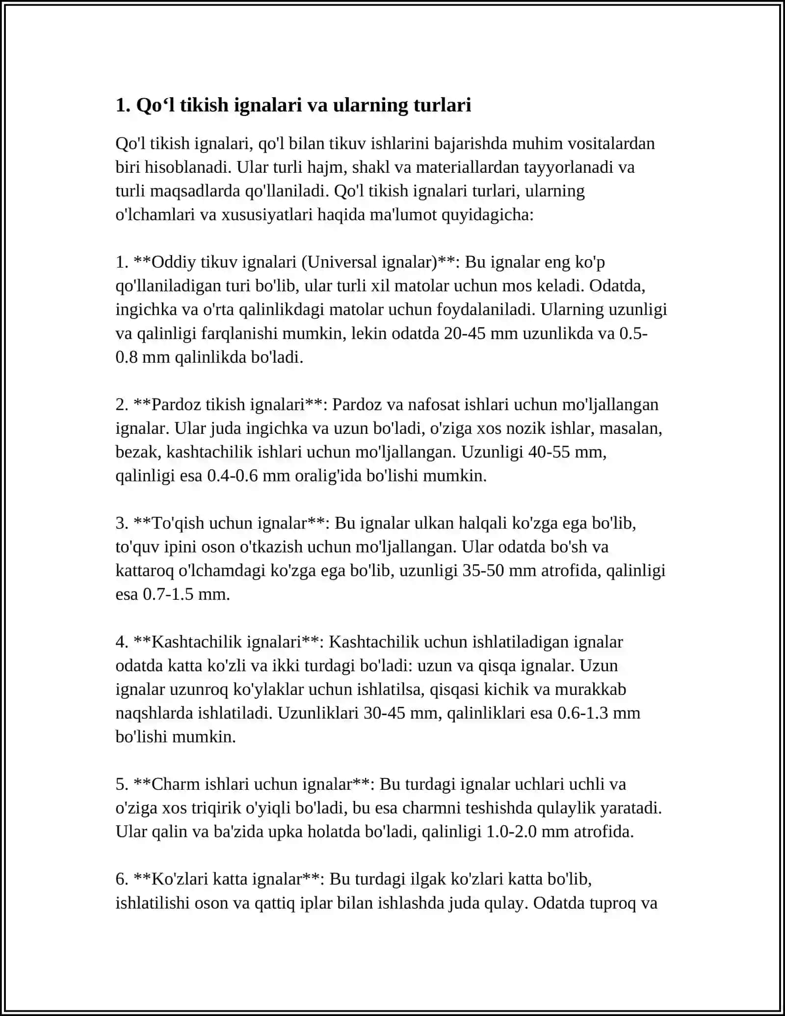 QO‘L CHOKLARINI TIKISHDA ASBOB VA MOSLAMALAR EKAN 3
