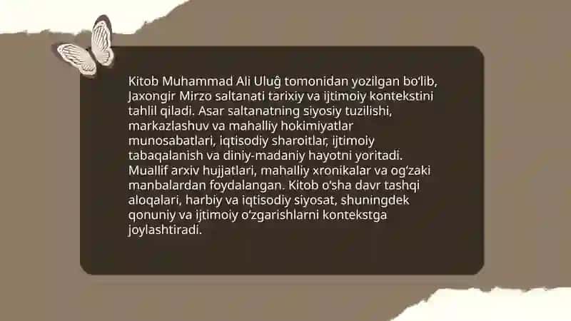Muhammad Ali Uluĝ saltanat asari Jaxongir Mirzo kitobi 3