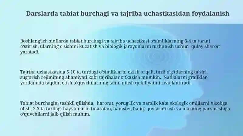 Tabiat burchagi va tajriba uchastkasi tashkili 3