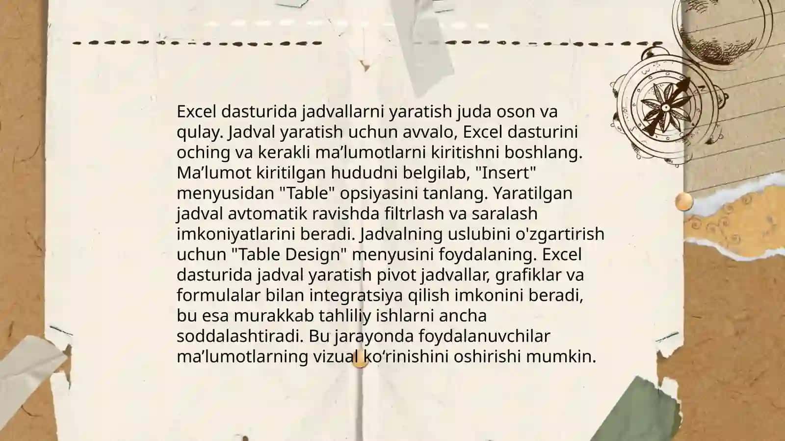 Excel dasturidagi ma'lumotlar 3