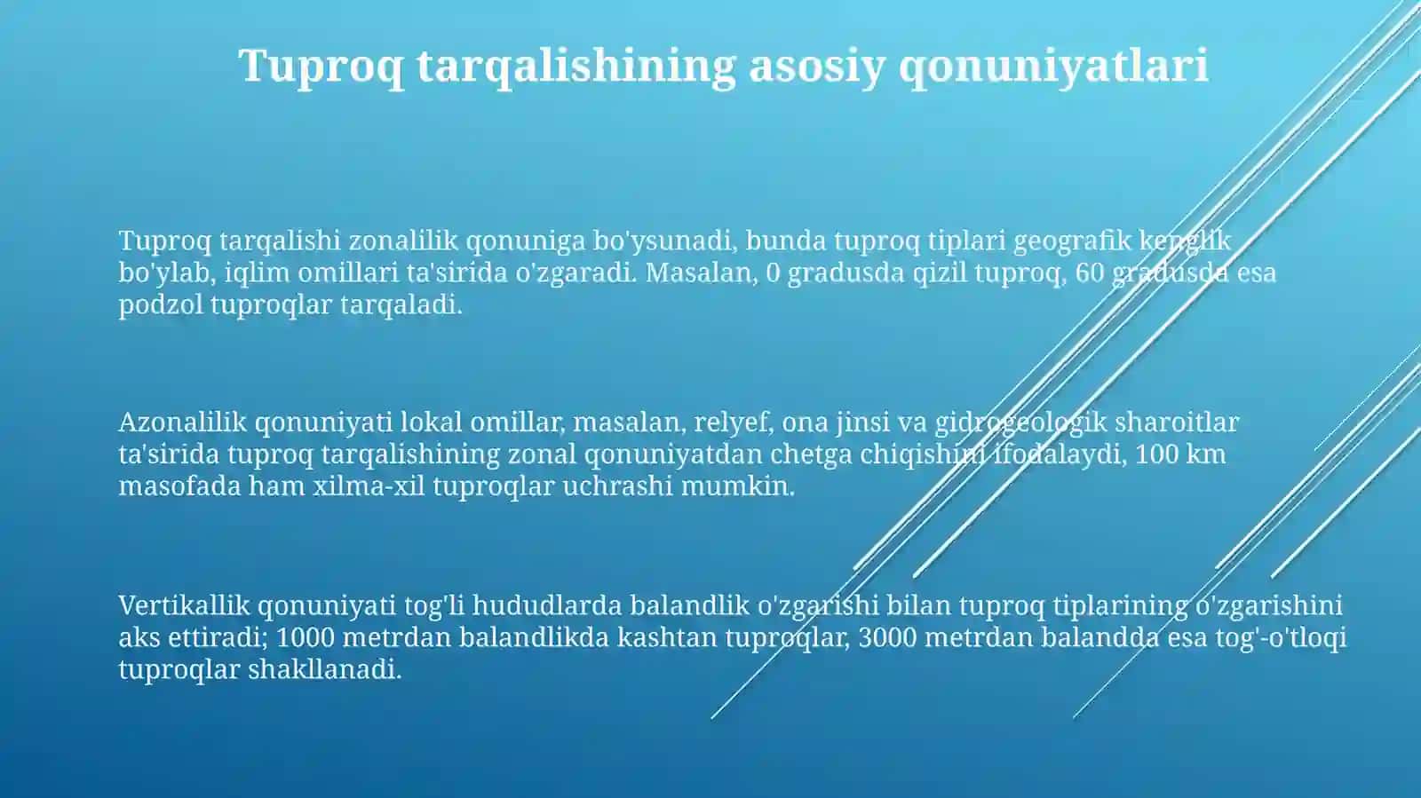 Tuproqlarning tarqalish qonuniyatlari 3