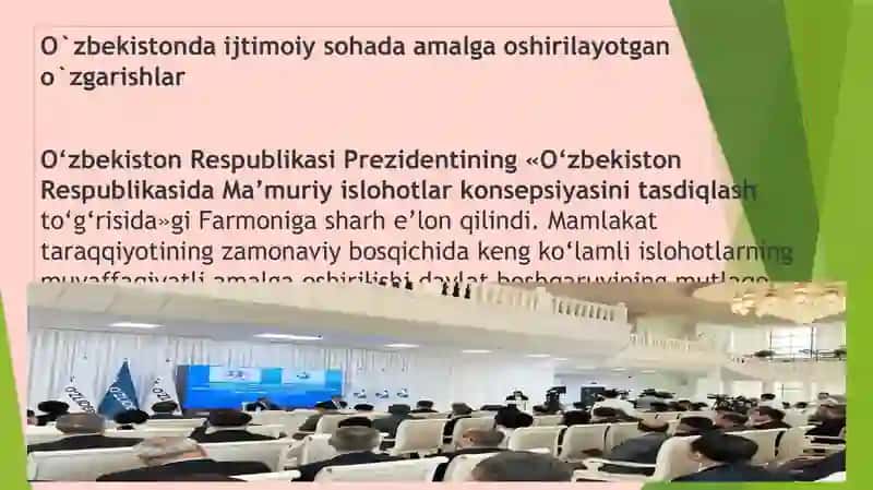 O‘zbekistonda ijtimoiy sohada amalga oshirilayotgan o‘zgarishlar 3