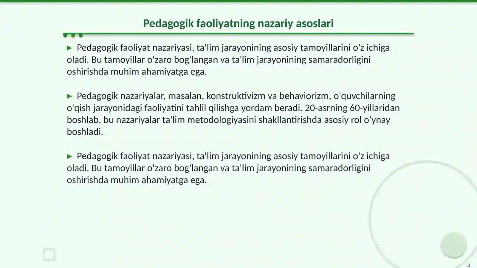 Pedagogik faoliyatni ilmiy tashkil etish 3
