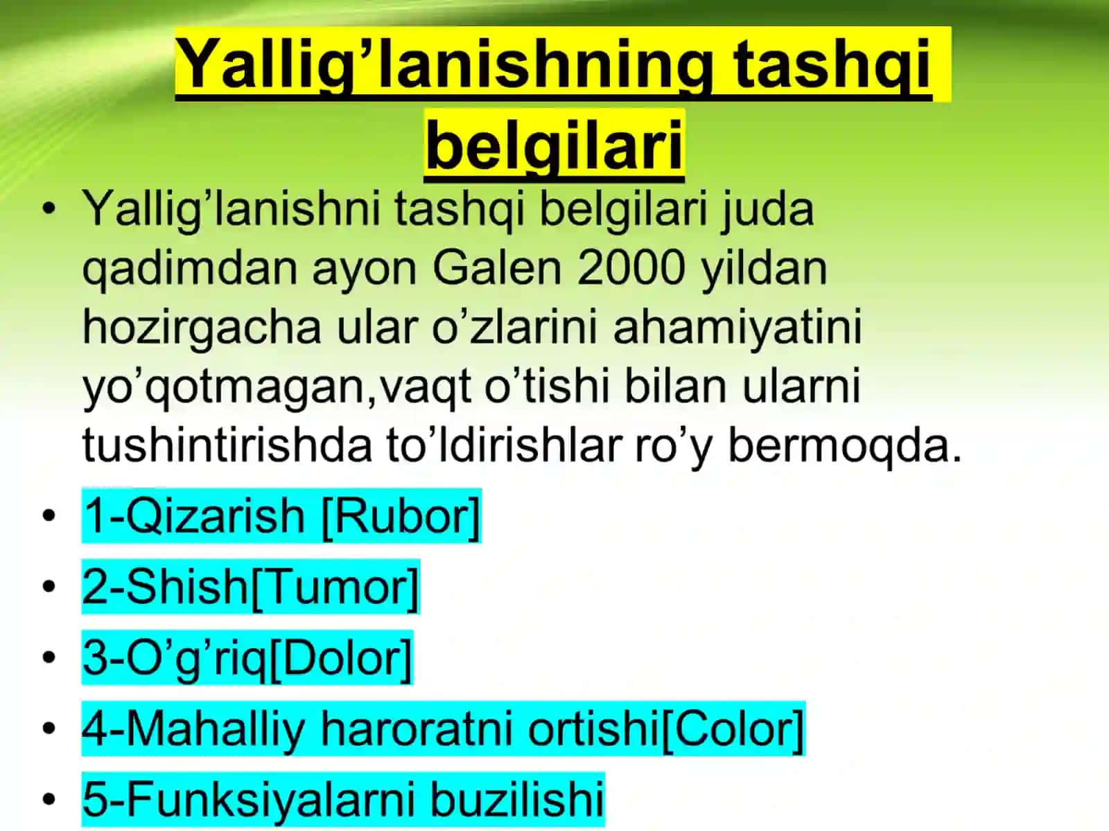 YALLIG’LANISHDA QON TOMIR O’TKAZUVCHANLIGI, SHISH RIVOJLANISH MEXANIZMI 3