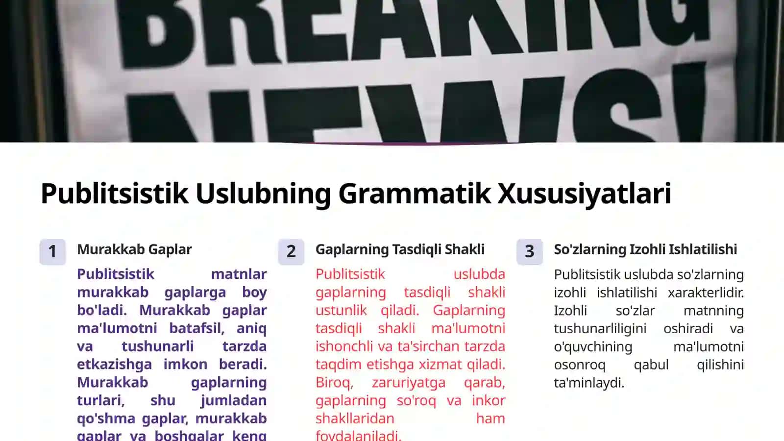 Publitsistik Uslub va Og'zaki Uslublarning Leksik va Grammatik Xususiyatlari 3