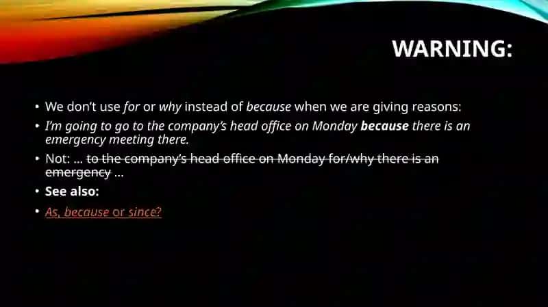 Because: meaning and use 3