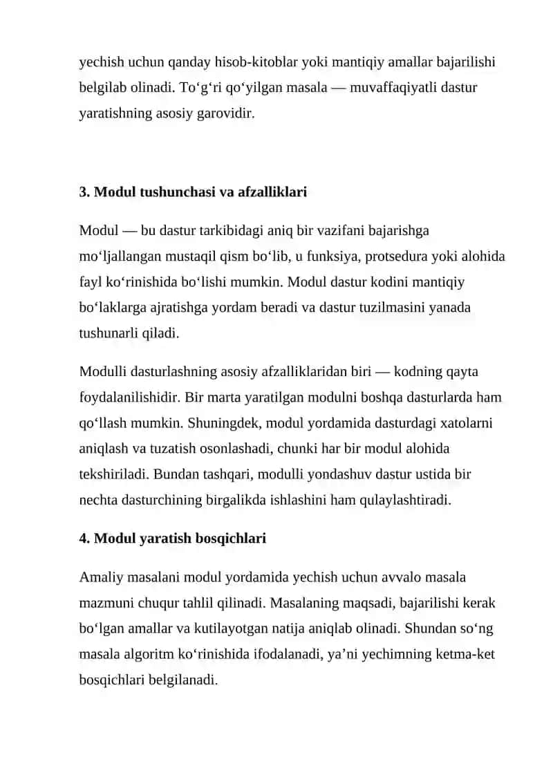 Dasturlash. Amaliy masalalarni yechish modulini yaratish 3