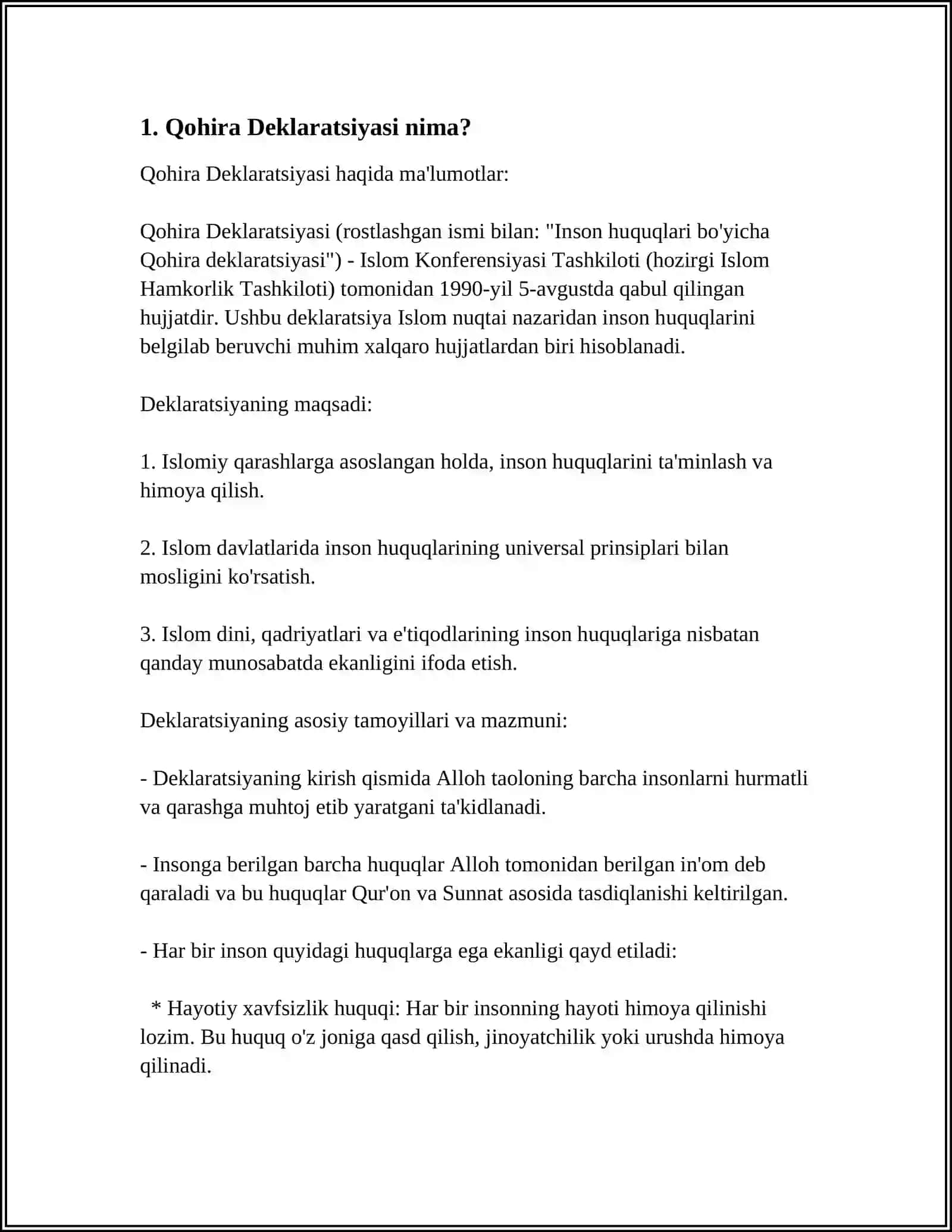 QOHIRA DEKLARATSIYASI TARIHI VA MAZMUNI 3