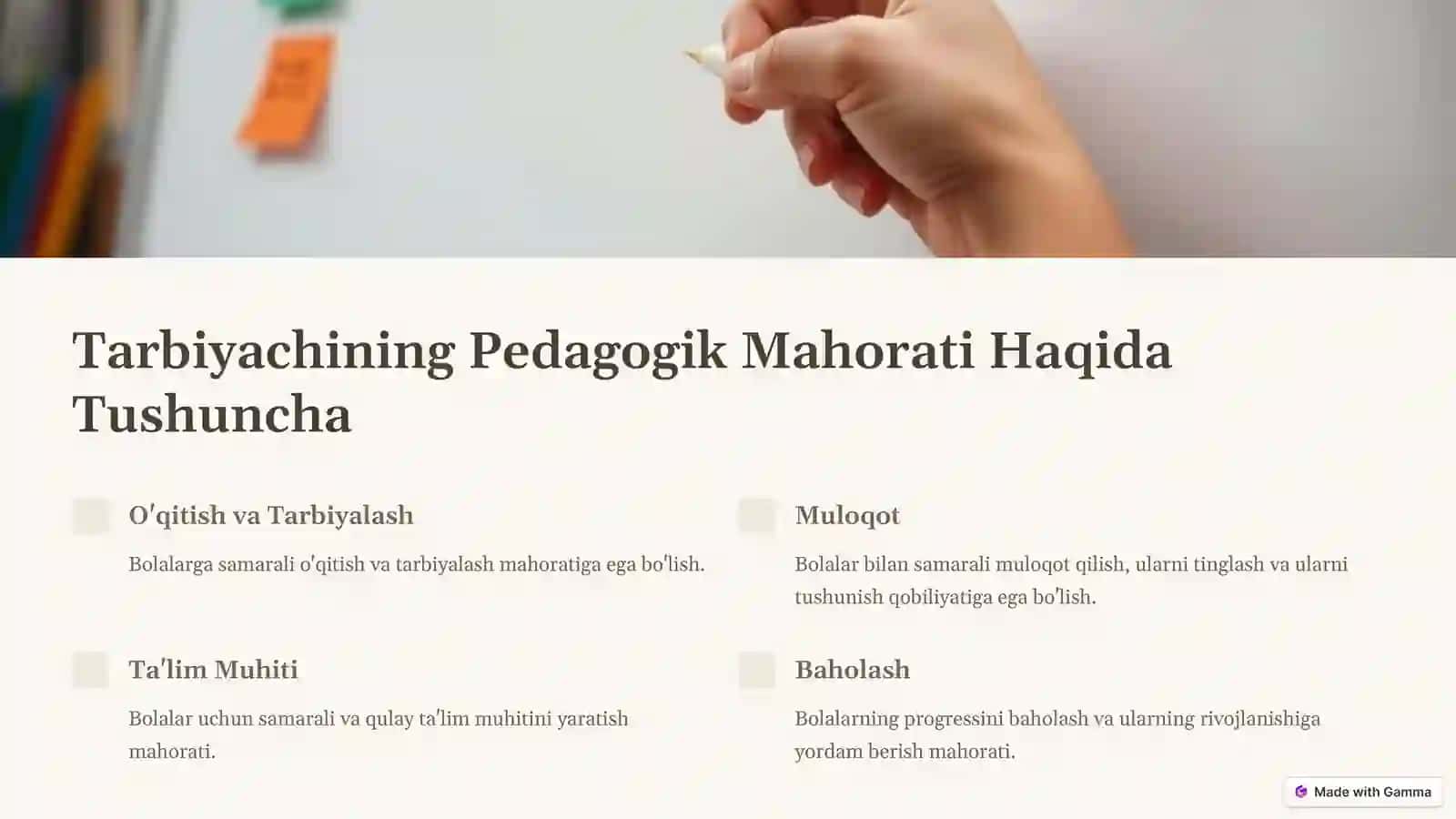 Maktabgacha Ta'limda Tarbiyachining Mahorati va Texnikasi 3