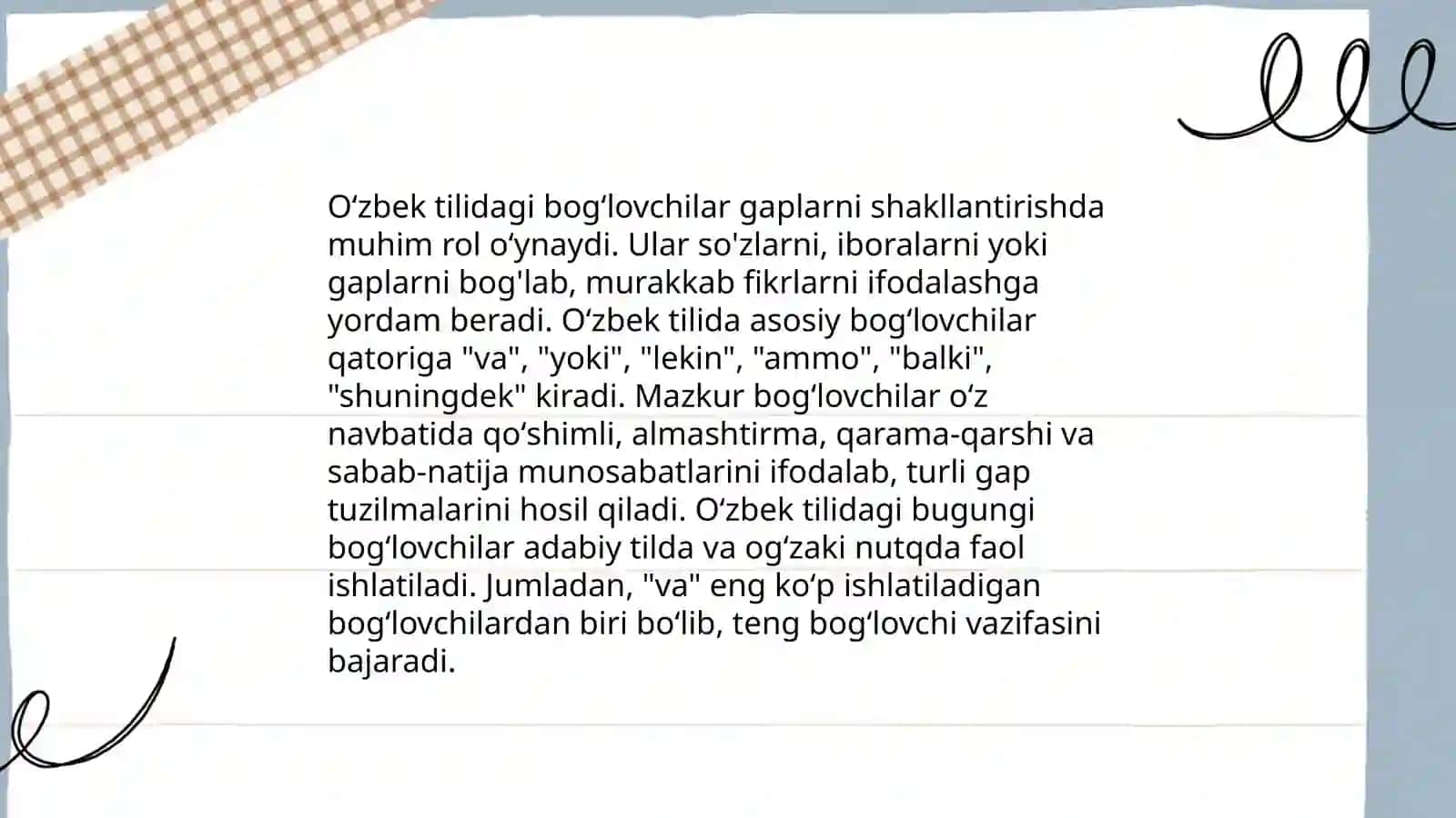 Hozirgi oʻzbek tilida bogʻlovchilar 3