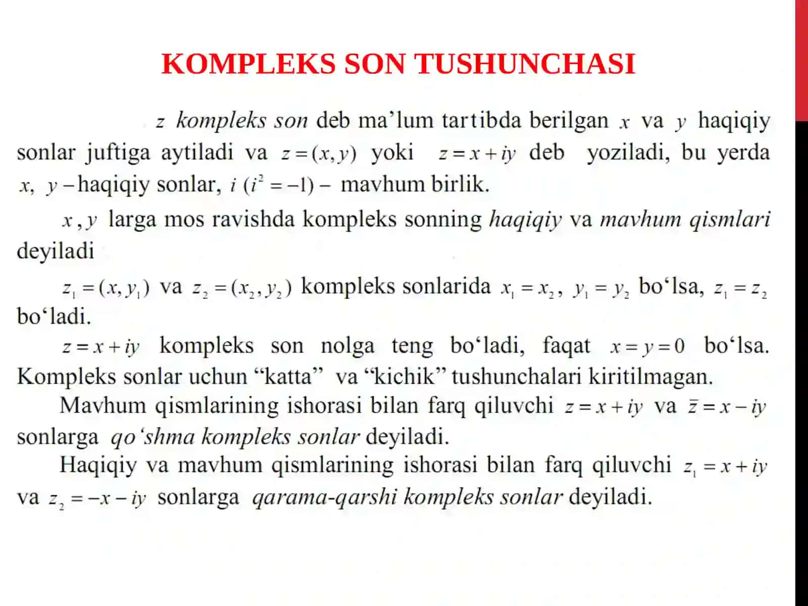 KOMPLEKS SONLAR 3